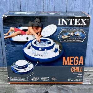 Intex Mega Chill Inflatable Floating 30 Can Beverage Cooler for River Run Tubes